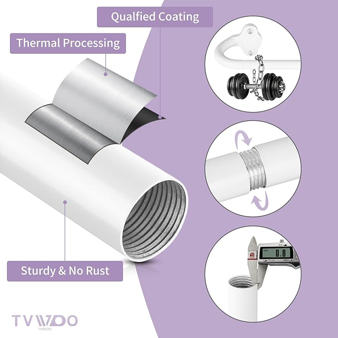 TVWOO Wrap Around Curtain Rods, 5/8 Inch Adjustable Blackout Curtain Rod Set - Image 4