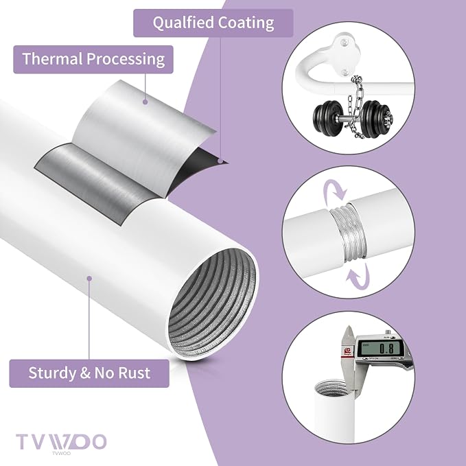TVWOO Wrap Around Curtain Rods, 5/8 Inch Adjustable Blackout Curtain Rod - Image 4