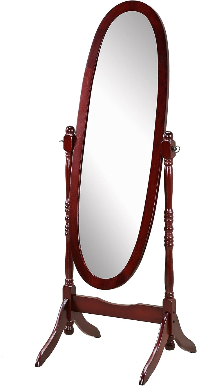 Roundhill Furniture Traditional Queen Anna Style Wood Floor Cheval Mirror - Image 3