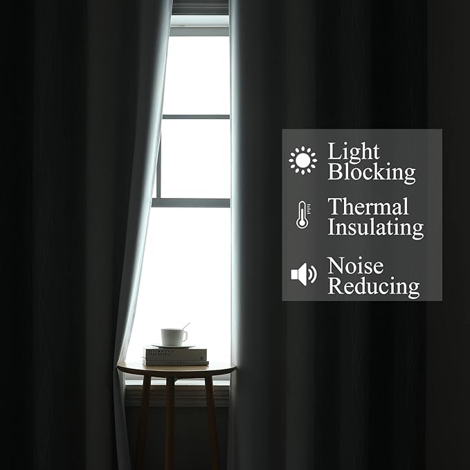 Estelar Textiler Grayish White and Grey Blackout Curtains - Image 3
