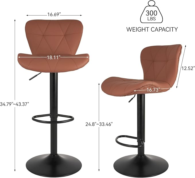 Nalupatio Modern Bar Stools Set of 4, Faux Leather Upholstered Swivel Bar Stools - Image 2