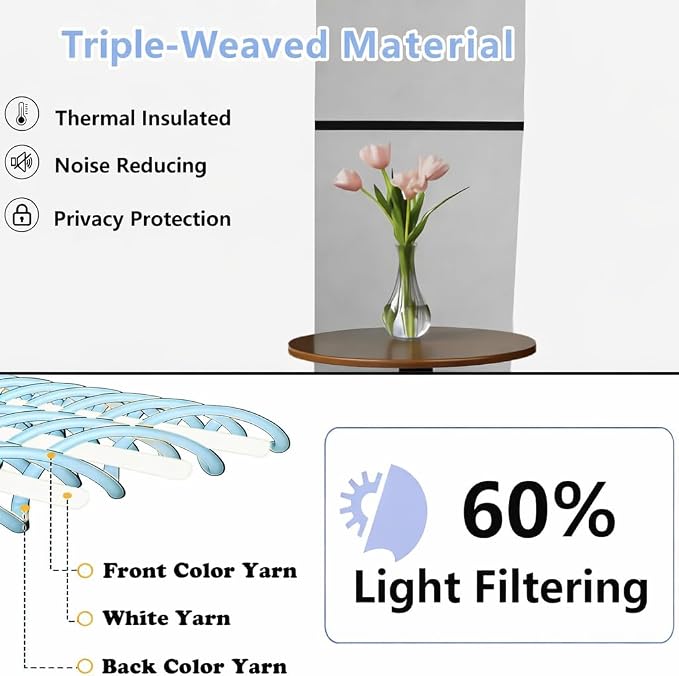 Simplebrand Ava Ivory Short Light Filtering Curtains - Image 2