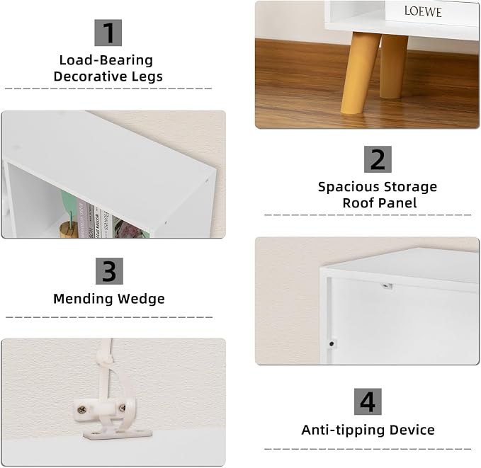 YAHARBO 10 Cube White Bookshelf, 3 Tier Book Shelf - Image 6