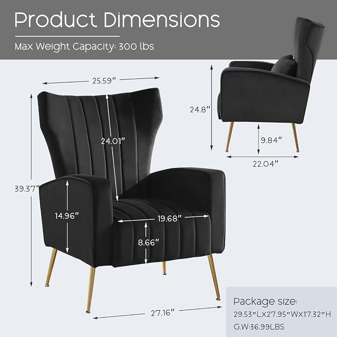 Accent Chair, Wingback Armchair - Image 2