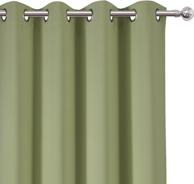 LEMOMO Blackout Curtains 66 x 54 Inch Long Sage Green Curtains Set of 2 Panels - Image 6