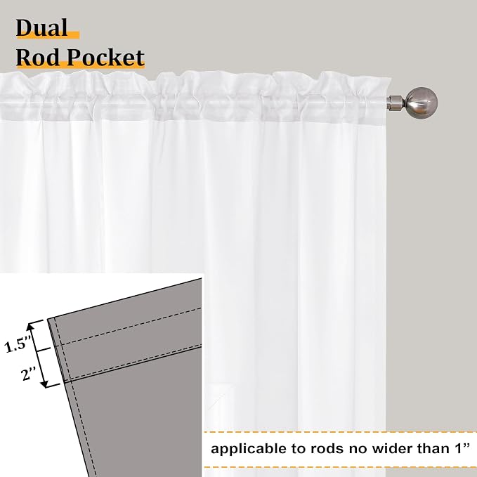 Aiyufeng Sheer Voile Window Treatment Rod Pocket Curtain Panels - Image 8