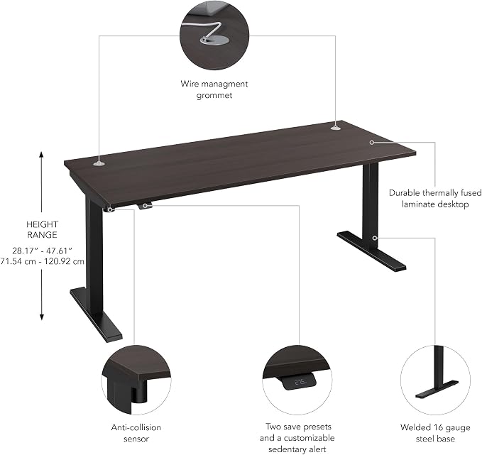 Bush Business Furniture 72-inch Electric Height Adjustable Standing Desk - Image 3