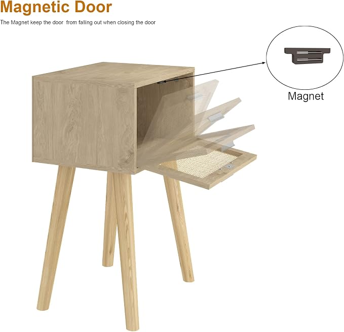 LAATOOREE Nightstand Set of 2, Small Bedside Table, Boho Side End Table - Image 5
