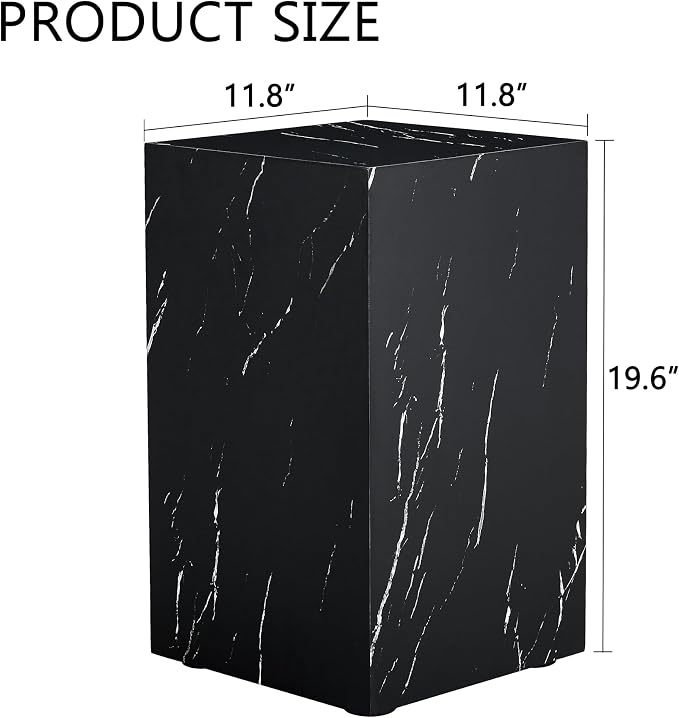 Black Rectangular End Coffee Table, Modern Elegant Bedside Nightstand Table - Image 2
