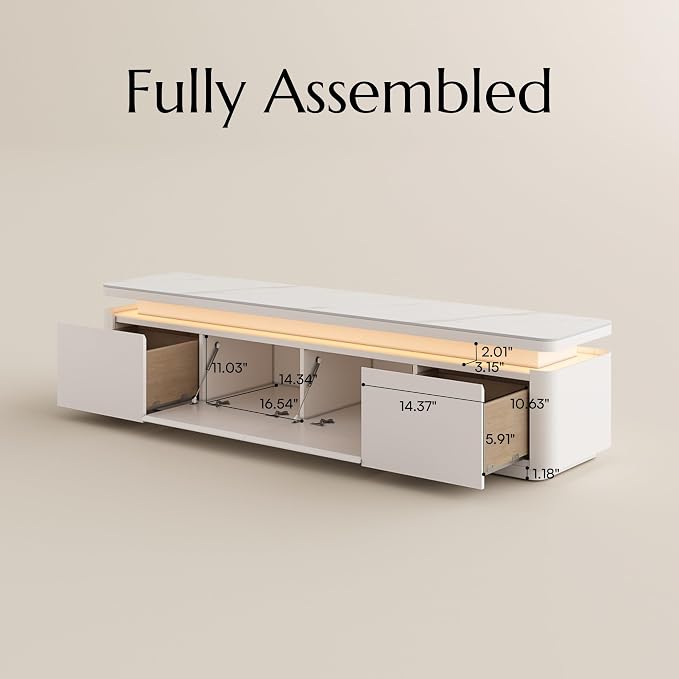 POVISON Fully Assembled 71" Mid-Century Modern TV Stand - Image 7