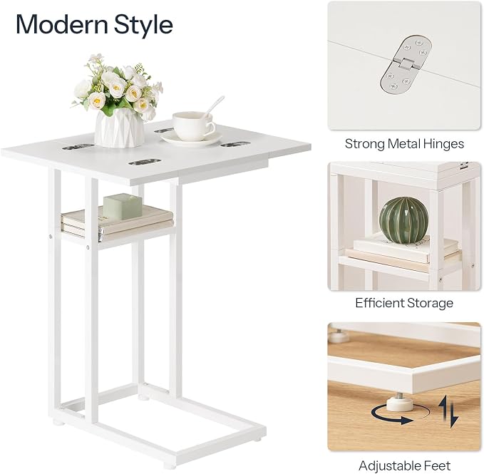 HOOBRO Foldable End Table, C Shaped Side Table - Image 7