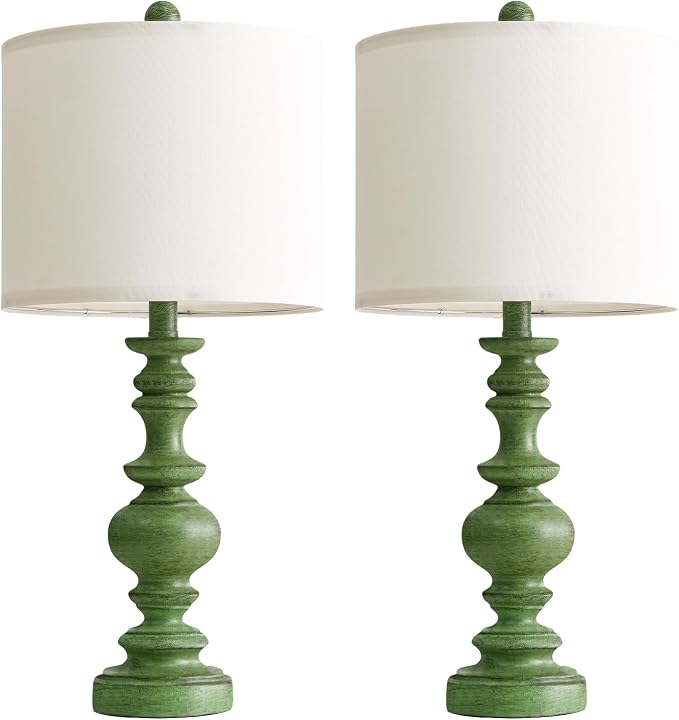 BOBOMOMO 24" Farmhouse Table Lamps Set of 2 – Sage Green Bedside Lamps - Image 6