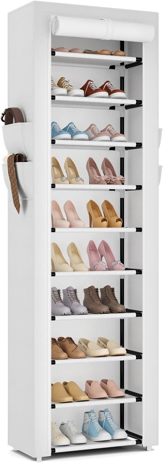 ROJASOP Shoe Rack with Covers 10 Tier Large Shoe Organizer Tall Shoe Closet by ROJASOP