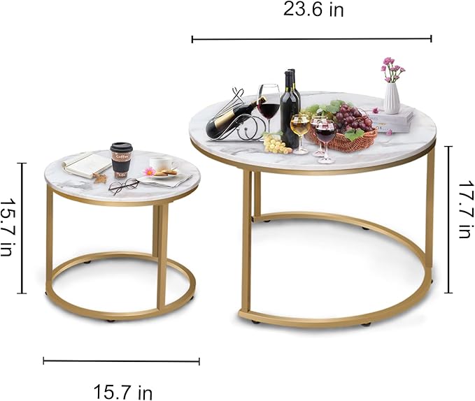 Garden 4 you Nesting Coffee Table Faux White Marble - Image 3