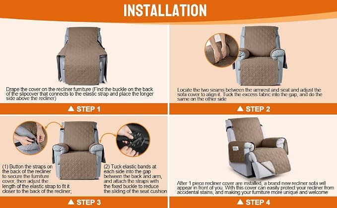 VANSOFY 100% Waterproof Recliner Chair Covers, Recliner Cover Non-Slip Dog - Image 6