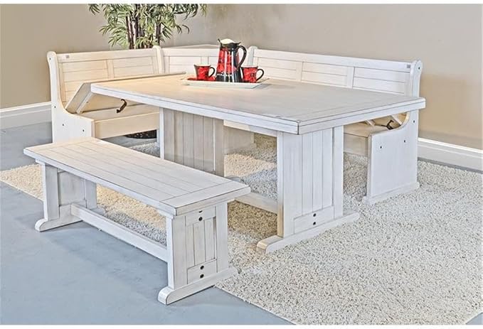 Pemberly Row 75" x 56" Farmhouse Wood Breakfast Nook Set - Image 3