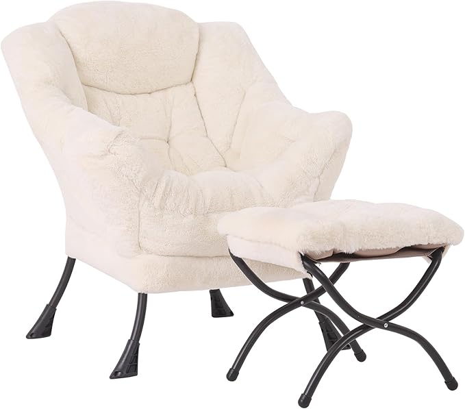 MBOOYOME Lazy Chair with Ottoman, Modern Accent Lounge Armchair with Side by MBOOYOME