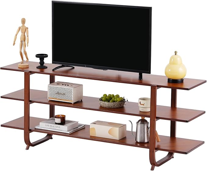 Welnow Bamboo TV Stand for Up to 65 Inch, Mid Century Modern Entertainment by LifeGetsBetterWithWelnow