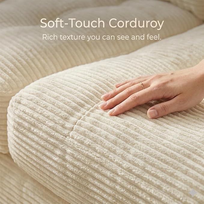 69" Corduroy Loveseat Sofa in a Box, High-Density Foam Couch, No Assembly - Image 8