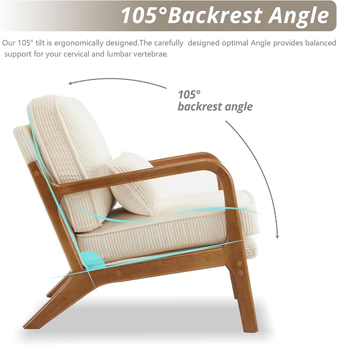 Karl home Mid-Century Modern Accent Chair, Living Room Chairs - Image 5