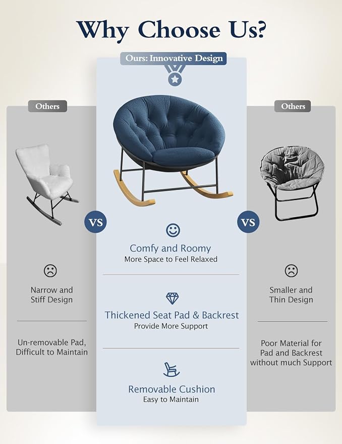 Kidirect Wide Rocking Chair Nursery, Comfy Saucer Nursery Rocking Chairs - Image 6