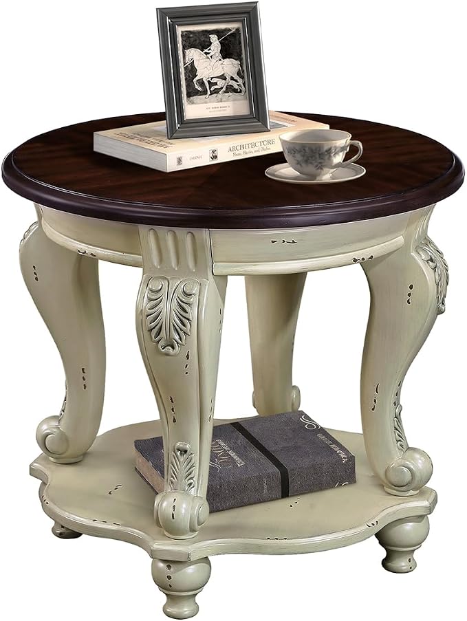 LKTART Round End Table, Victorian Vintage End Tables by LKTART