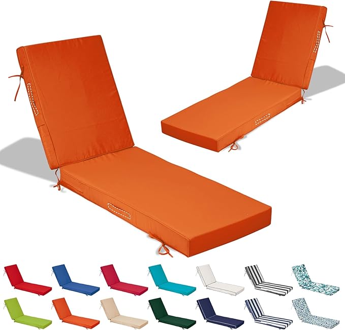 72x21x4in Lounge Cushions for Outdoor Furniture, Outdoor Lounge Chair Cushions by Odsiikly
