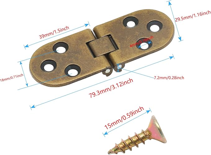 Piutouyar 4PCS Bronze Butler Tray Hinge, Heavy Duty Folding Flip Top Hinge 180 - Image 2