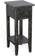Sunny Designs Marina Farmhouse Mahogany Wood Chair Side Table in Black Sand by Sunny+Designs