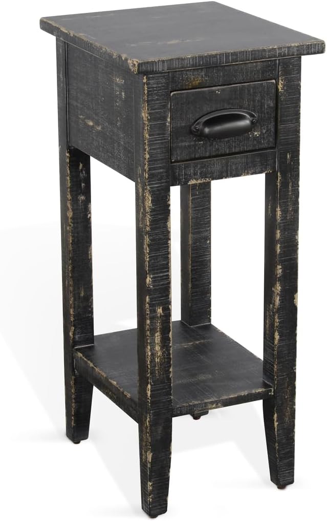 Sunny Designs Marina Farmhouse Mahogany Wood Chair Side Table in Black Sand by Sunny+Designs