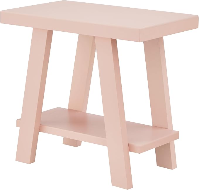 Roundhill Furniture Athens Contemporary Wood Shelf Side Table in Pink - Image 7
