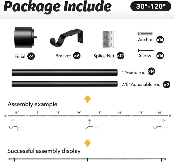 GEEBOBO 2 Pack Black Curtain Rods - Image 6
