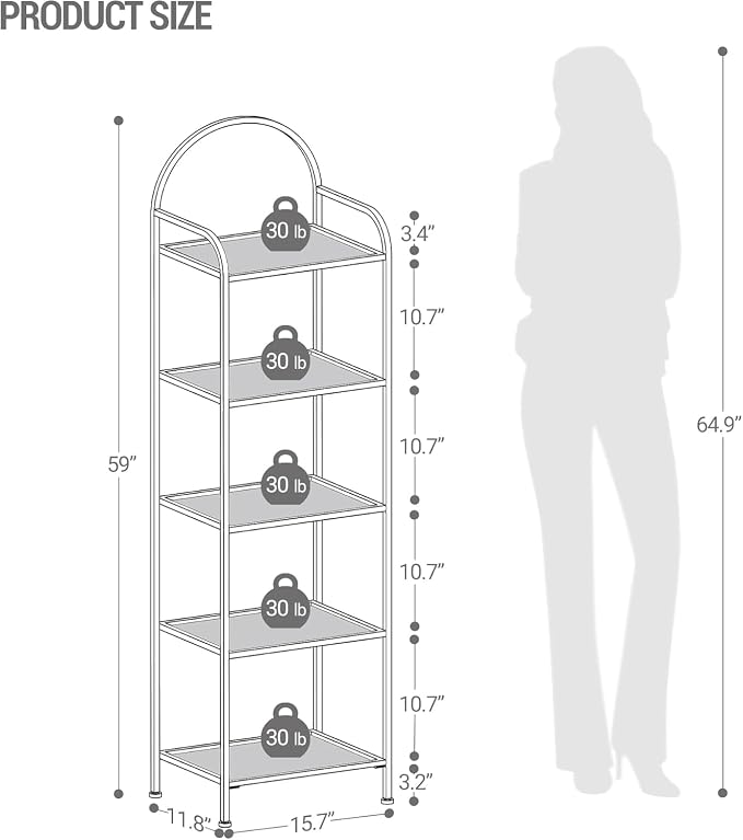 Hzuaneri Bookcase Bookshelf, Tempered Glass Bookshelves, Slim Shelving Unit - Image 2