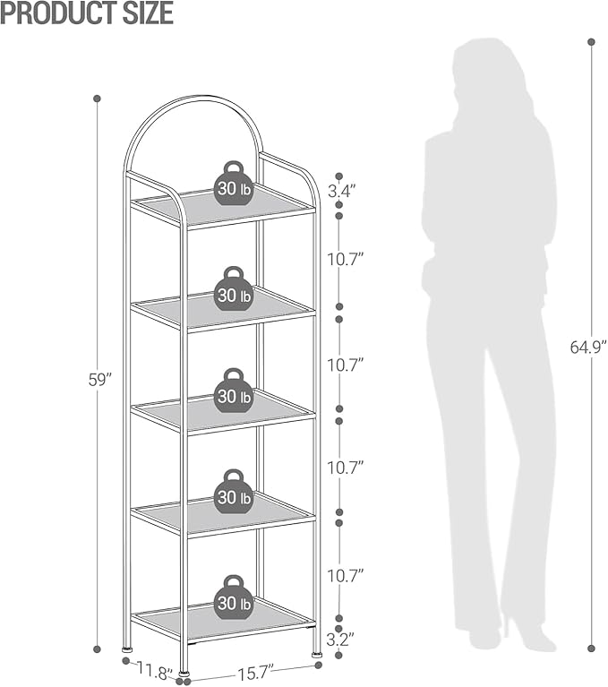Hzuaneri Bookcase Bookshelf, Tempered Glass Bookshelves, Slim Shelving Unit - Image 2
