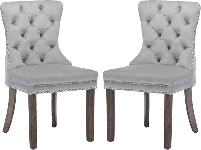 KCC Velvet Dining Chairs Set of 2, Upholstered High-end Tufted Dining Room Chair by KCC