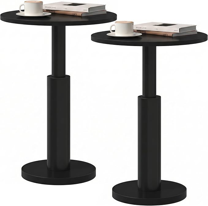 LAATOOREE Round Side Tables Set of 2, Pedestal Drink Table, Spacious Top by LAATOOREE