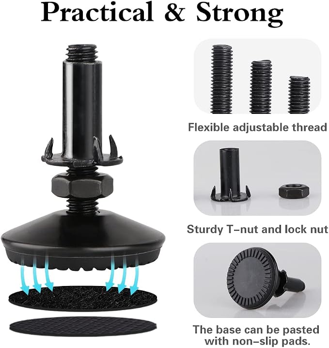 4 Set M10 Adjustable Leveling Feet, Heavy Duty Height Adjuster Furniture - Image 3