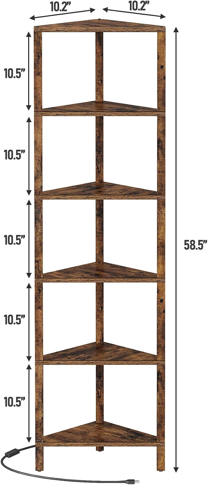 TUTOTAK Corner Shelf with LED Light, 6-Tier Corner Bookshelf - Image 2
