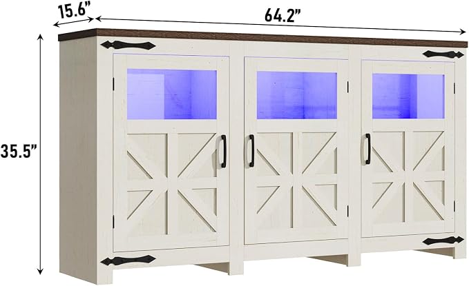 64" Large LED Farmhouse TV Stand - Image 2