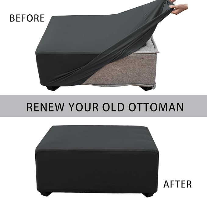 Super Stretch 40x40x15 inch Square Ottoman Cover- Soft Form Fit Ottoman Cover - Image 4
