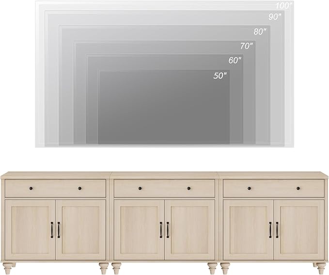 WAMPAT Farmhouse TV Stand for 100 Inch TV, 3-in-1 TV Console Table for - Image 4