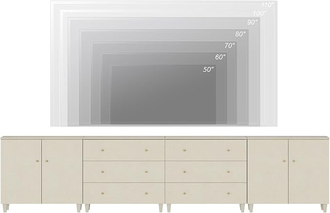 WAMPAT TV Stand Cabinets for 120+ Inches TVs, 4-in-1 Wood Media Console Table - Image 4