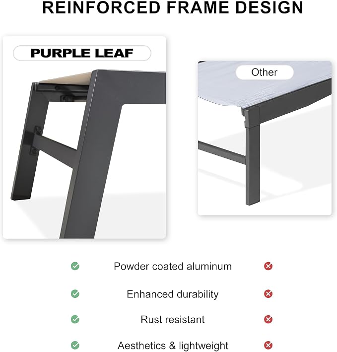 PURPLE LEAF Outdoor Patio Chaise Lounge Set of 2 Aluminum Lounge Chair - Image 5