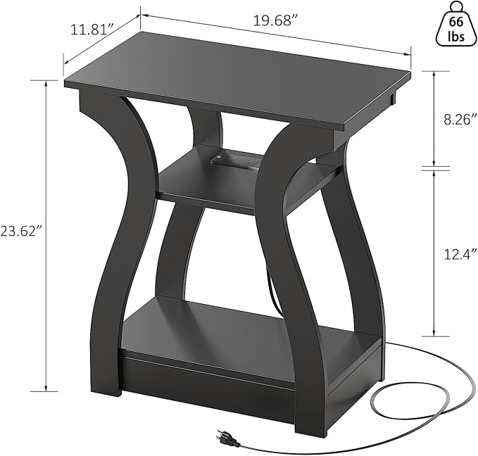 FROMJBEST Black End Table Set of 2 - Image 3