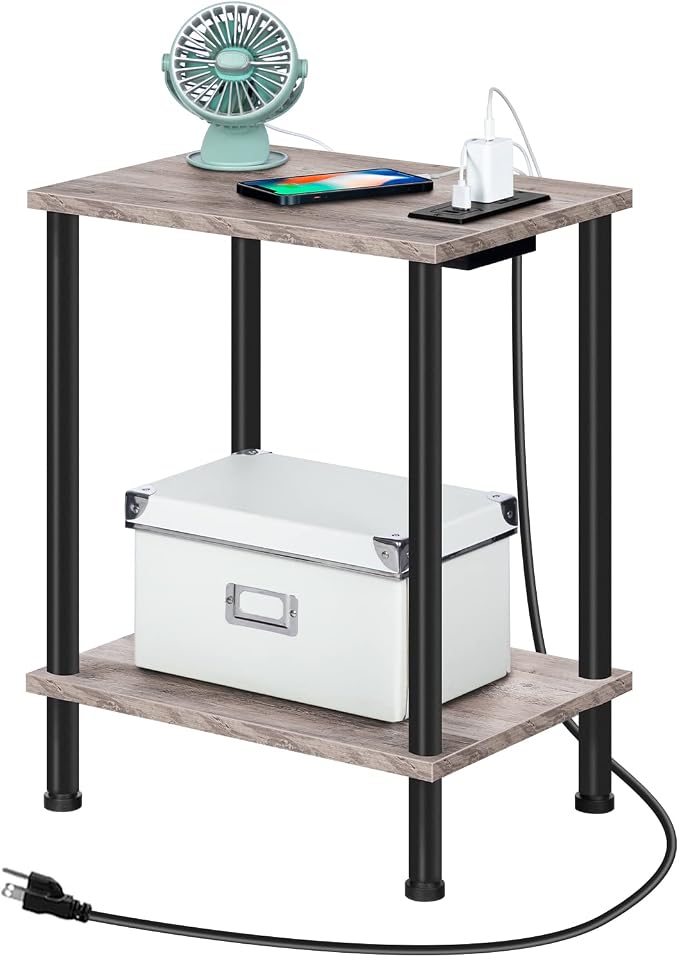 HOOBRO Side Table with Charging Station, End Table with USB Ports and Outlet by HOOBRO