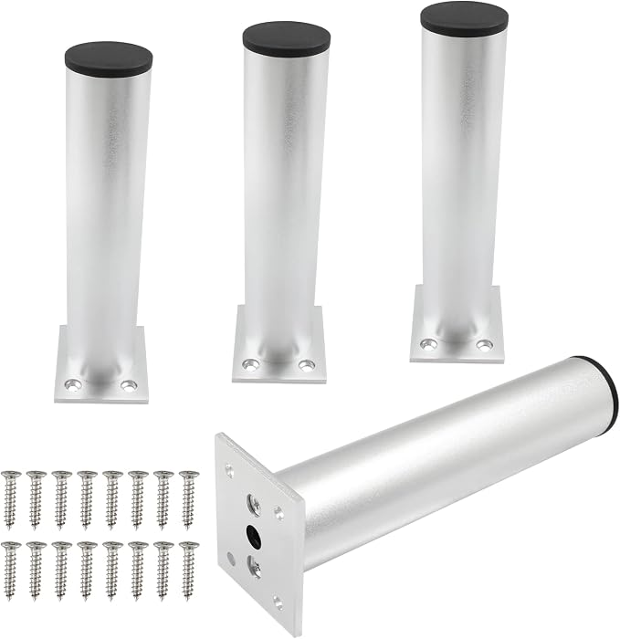 Set of 4 Aluminum Alloy Furniture Legs 7 Inch Height, 1.5 Inch Diameter by Kyuionty