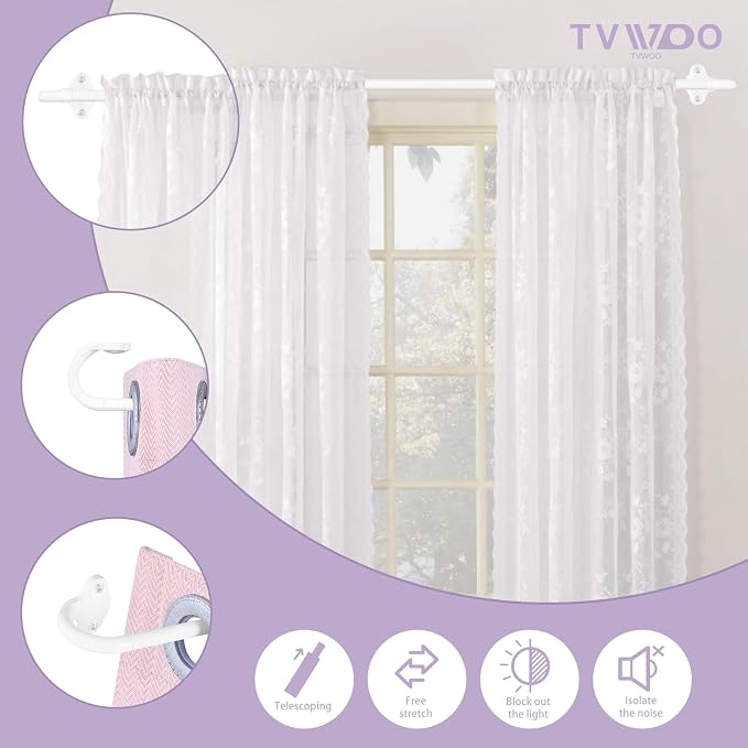 TVWOO Wrap Around Curtain Rods, 5/8 Inch Adjustable Blackout Curtain Rod - Image 8