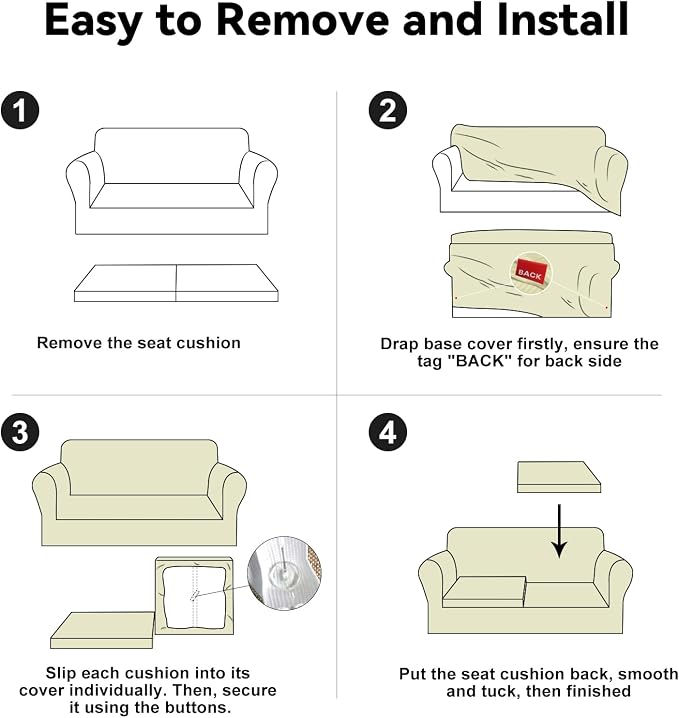 100% WaterproofCouch Cover 3-Piece Set Striped Sofa Slipcovers - Image 7