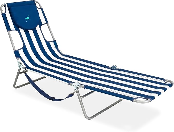Ostrich Beach Lounge Chair, Folding & Reclining Outdoor Chaise Lounger by OstrichProducts