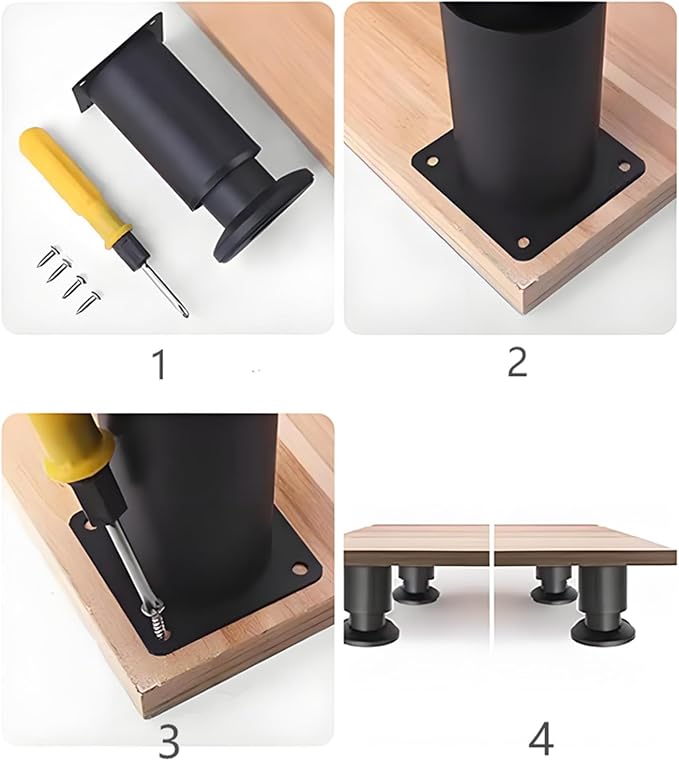 4PCS Adjustable 7.08-12.2 Inch Metal Furniture Legs Black Furniture Replacement - Image 5